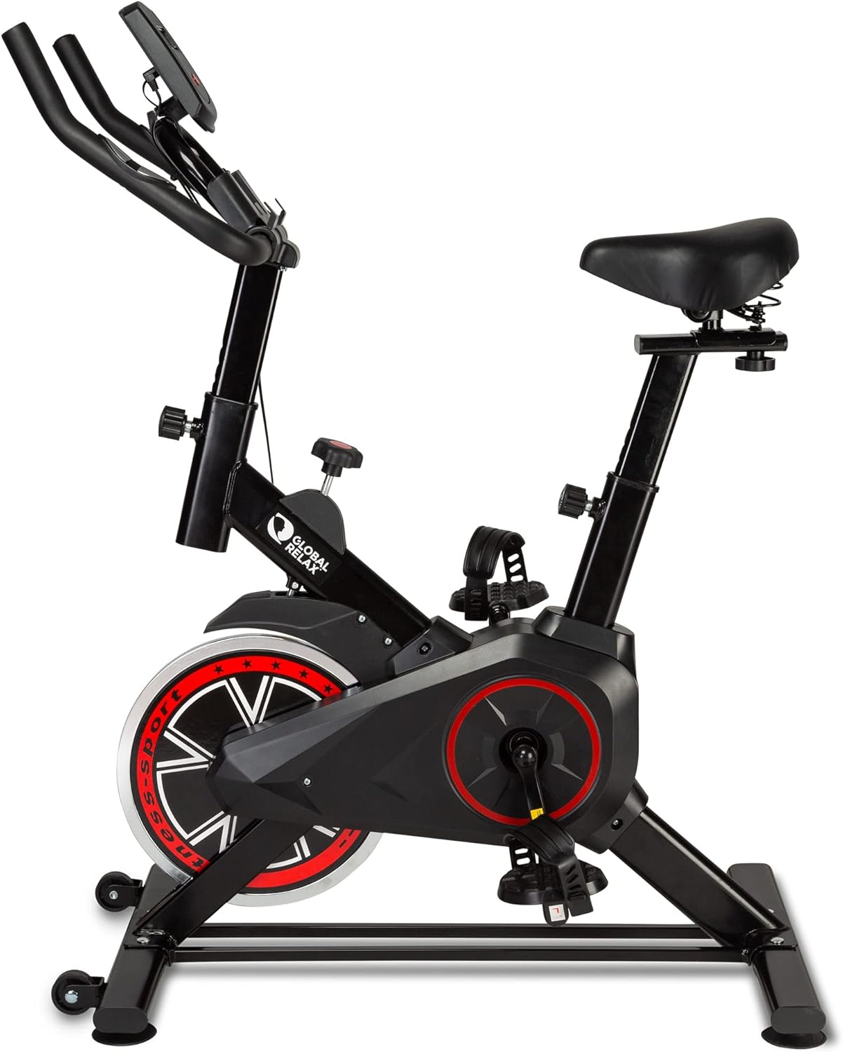 Indoor Exercise Bike Cardio Trainer w/ LCD Monitor Adjustable Seat