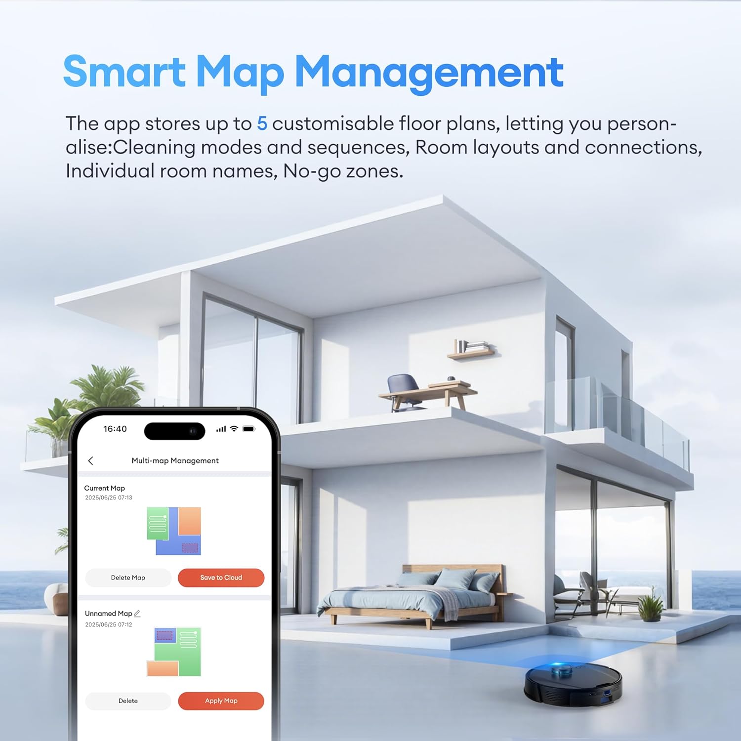 Robot Vacuum Mop 8000Pa Self Empty LiDAR Mapping App Voice Control