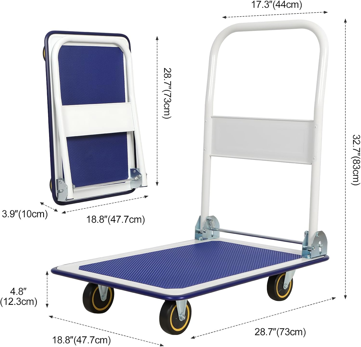 Foldable Platform Trolley 150kg Hand Truck White