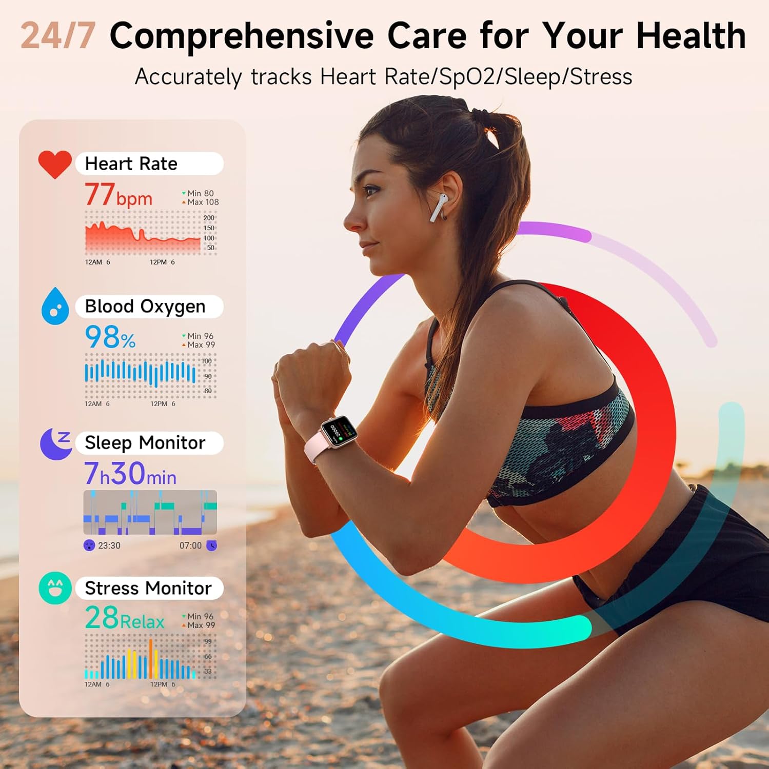 Women Smart Watch Alexa Call 100 Sports IP68