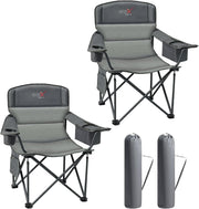 Set of 2 Oversized Camping Chairs Heavy Duty 200KG Grey