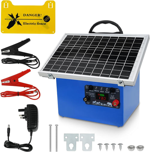30KM Solar Electric Fence Charger 0.5J Portable Energizer Kit
