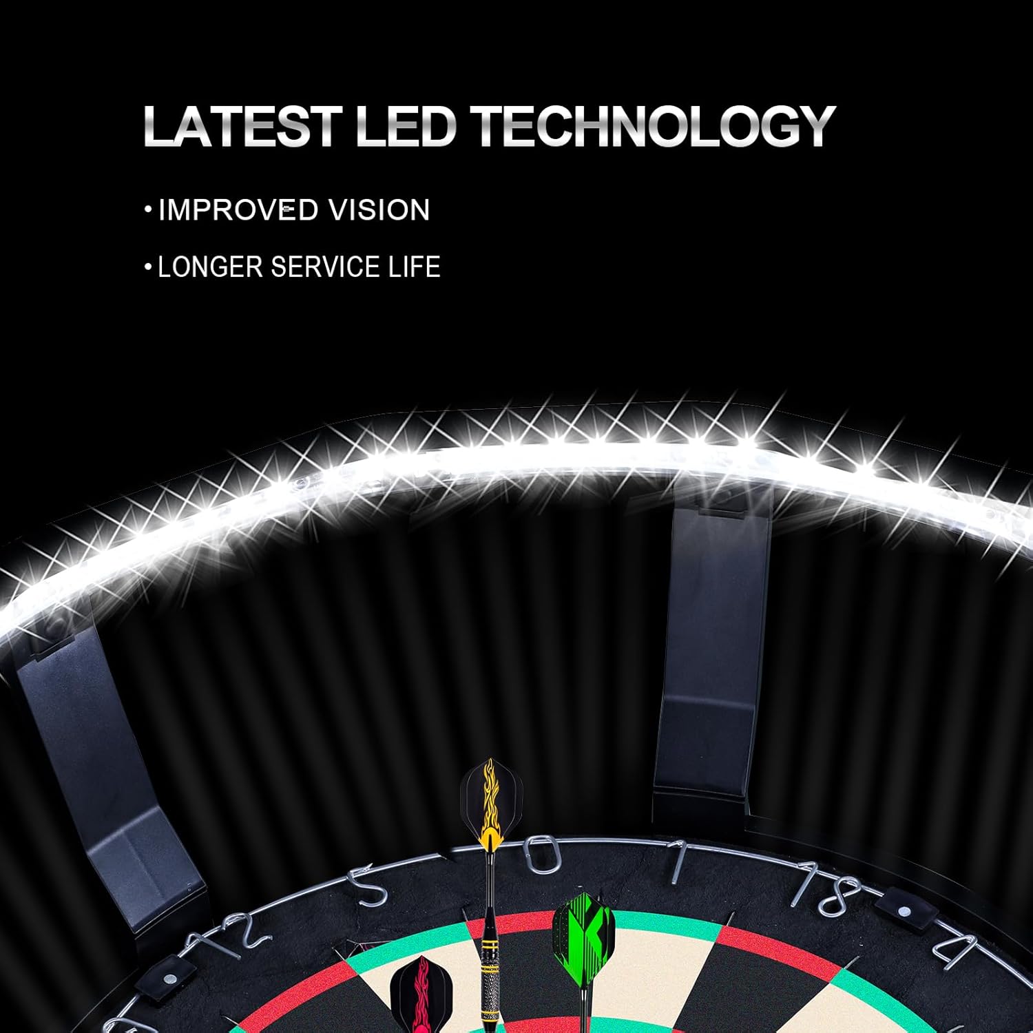 Dartboard LED Light 360 Illumination Adjustable Brightness 18in