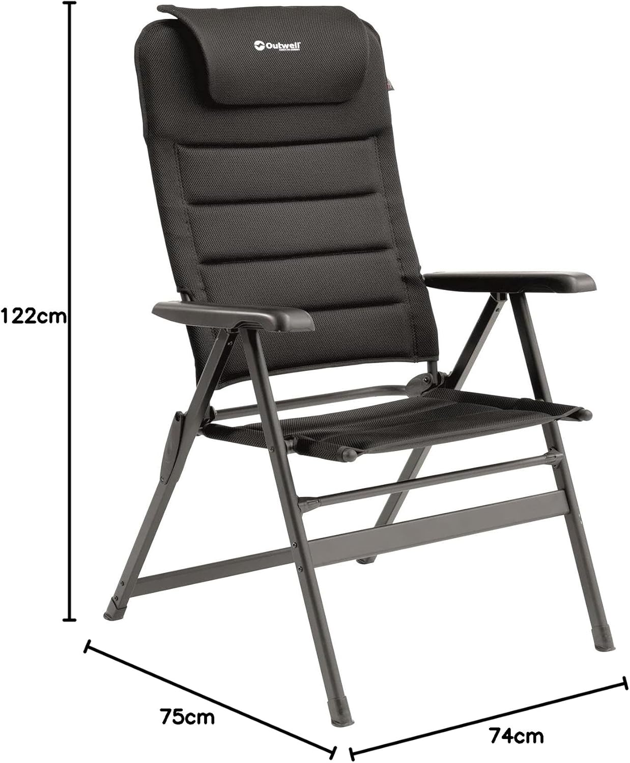 Reclining Camping Chairs Pair Extra Wide Folding Grey