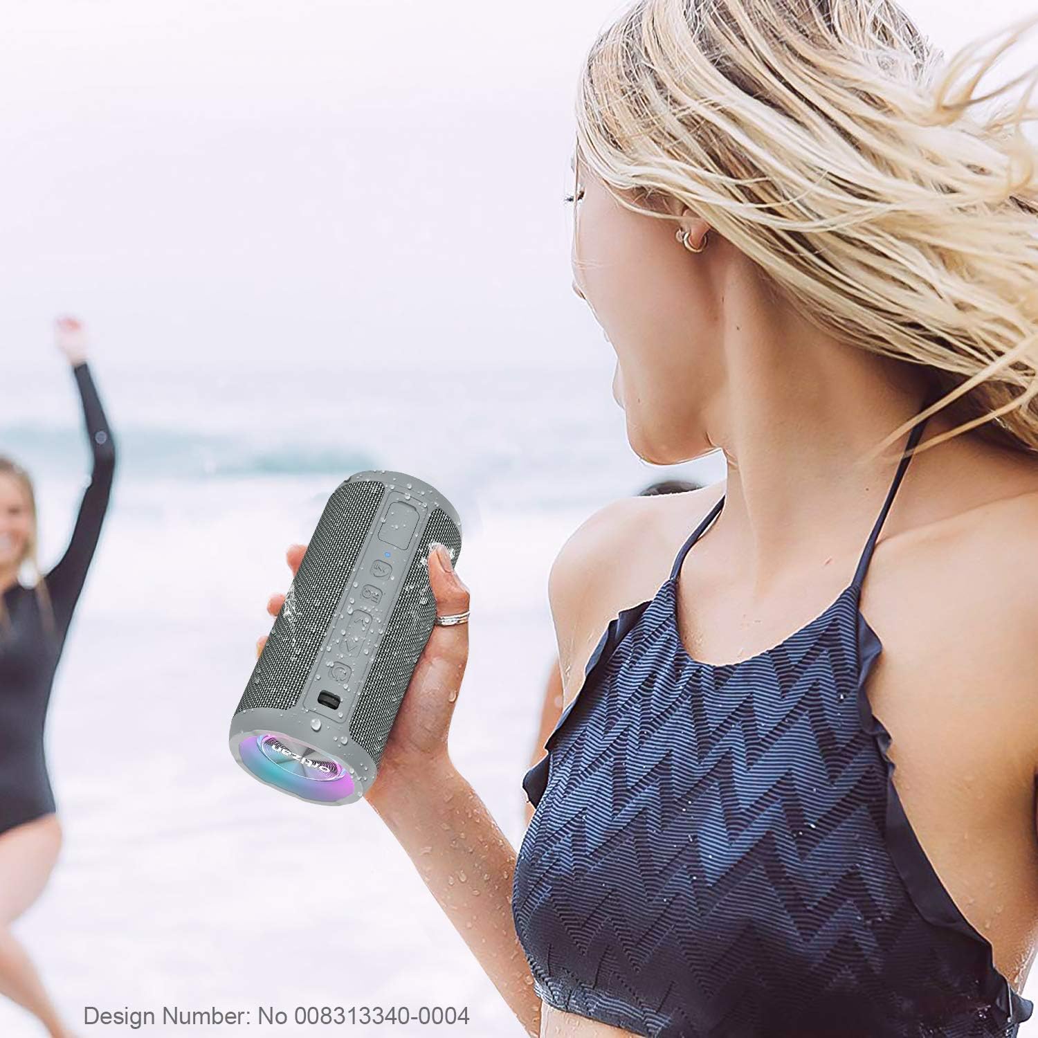 Portable Bluetooth Speaker 40W Bass LED Lights IPX7 Waterproof 30H