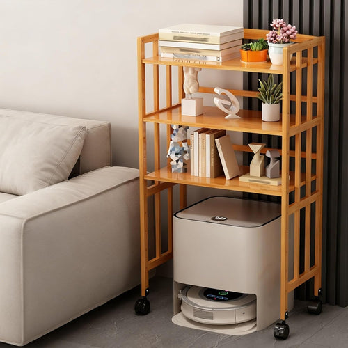 Narrow Robot Vacuum Storage Shelf 4 Tier Rolling Adjustable Cabinet