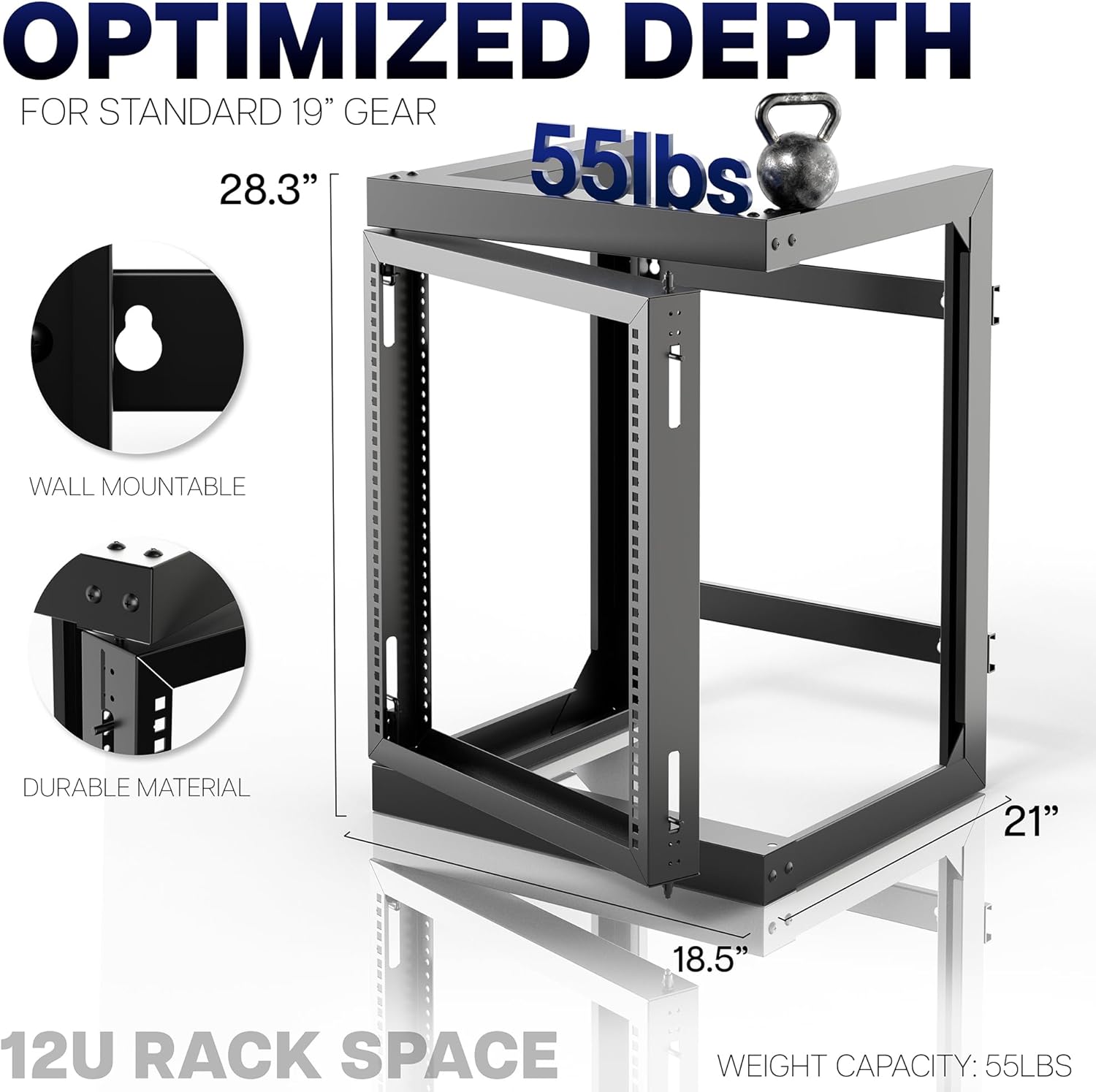 12U Swing Gate Wall Mount IT Network Rack Cabinet