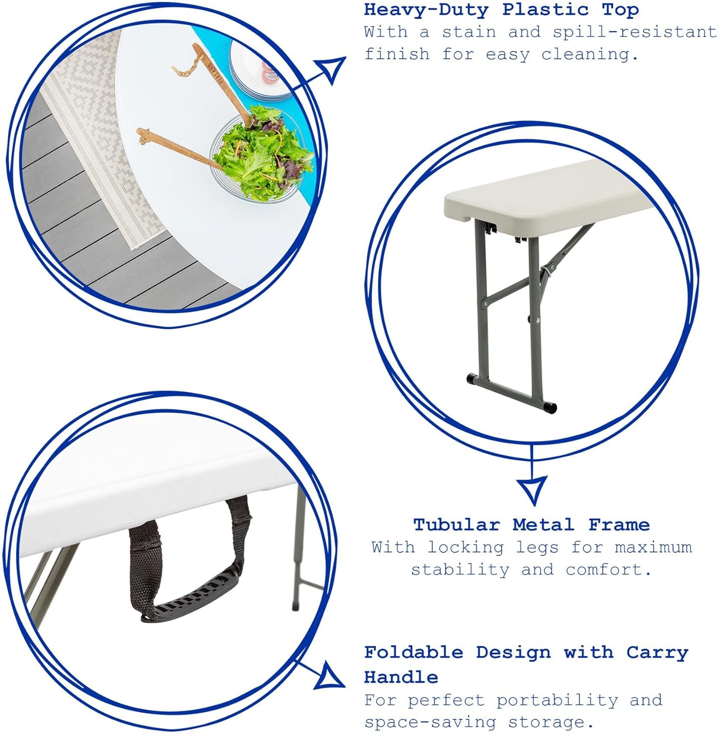 Set of 2 Folding Garden Benches 6ft Portable Event Seats