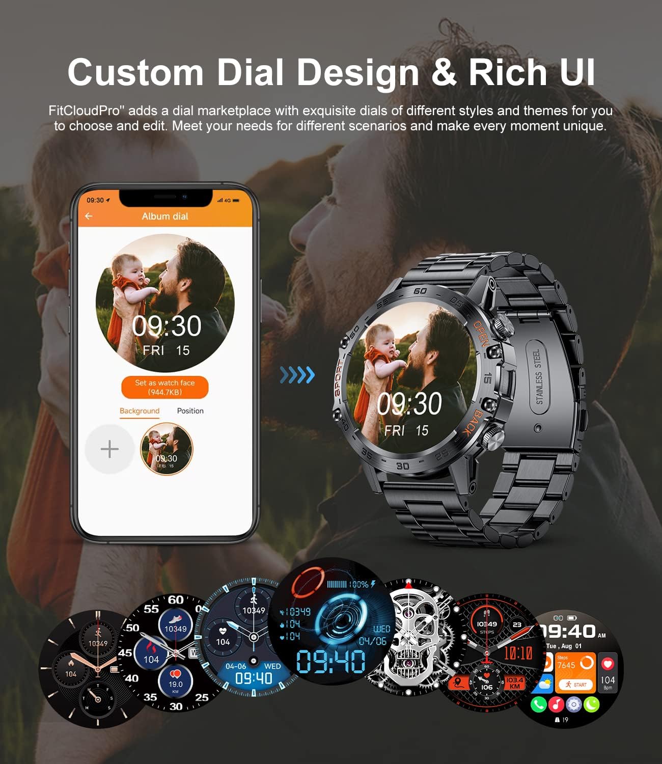 Military Smart Watch Bluetooth Call 100 Sports IP67