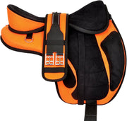 Treeless Horse Saddle 15 Inch Orange Synthetic Suede