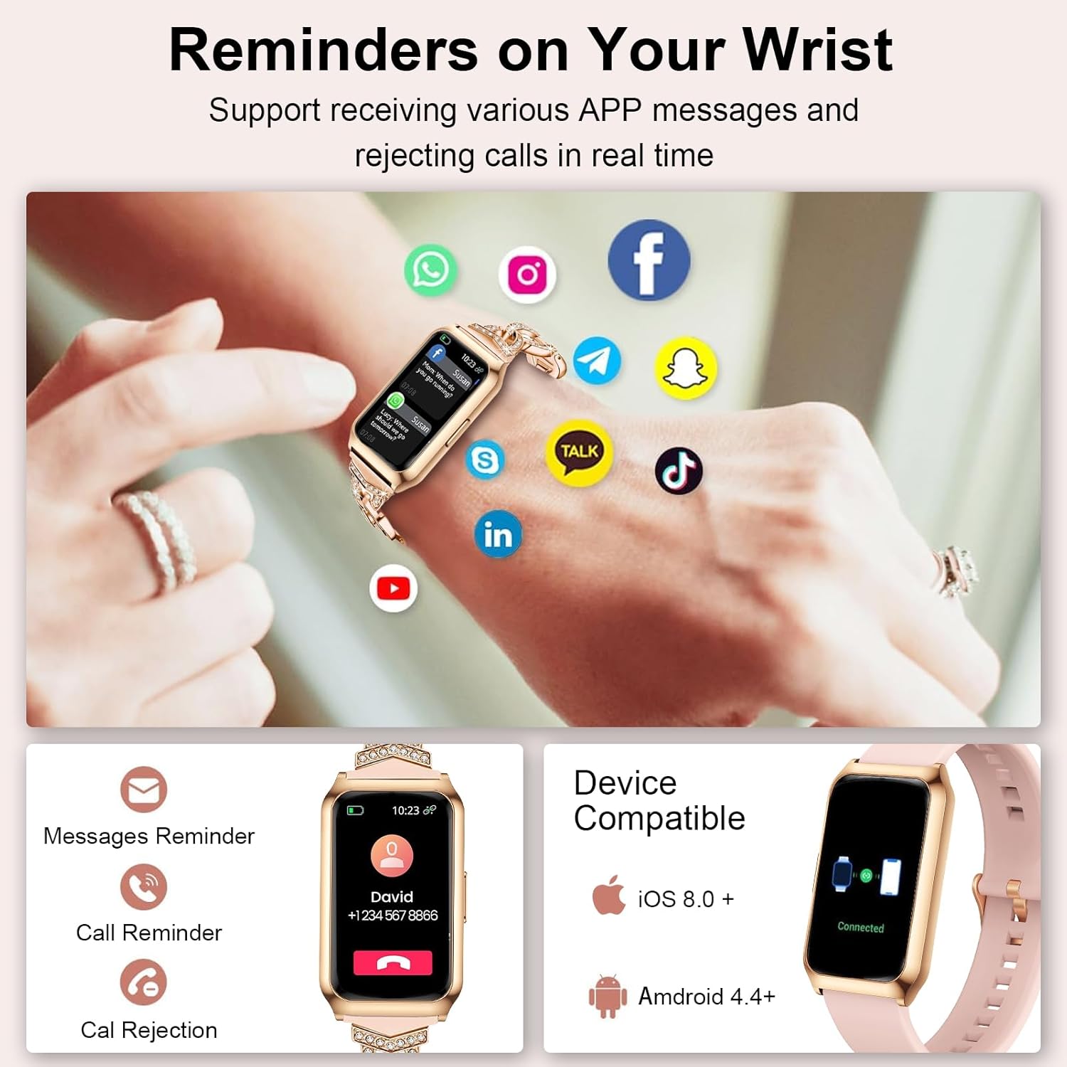 Women Fitness Tracker Watch 7 Day Battery IP68
