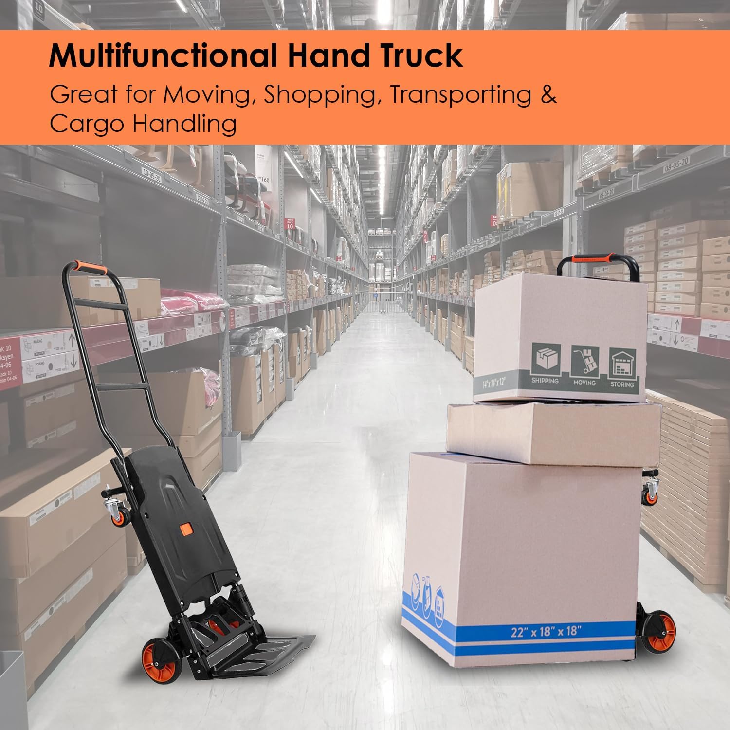 2 in 1 Folding Hand Truck Trolley 150KG Platform Dolly