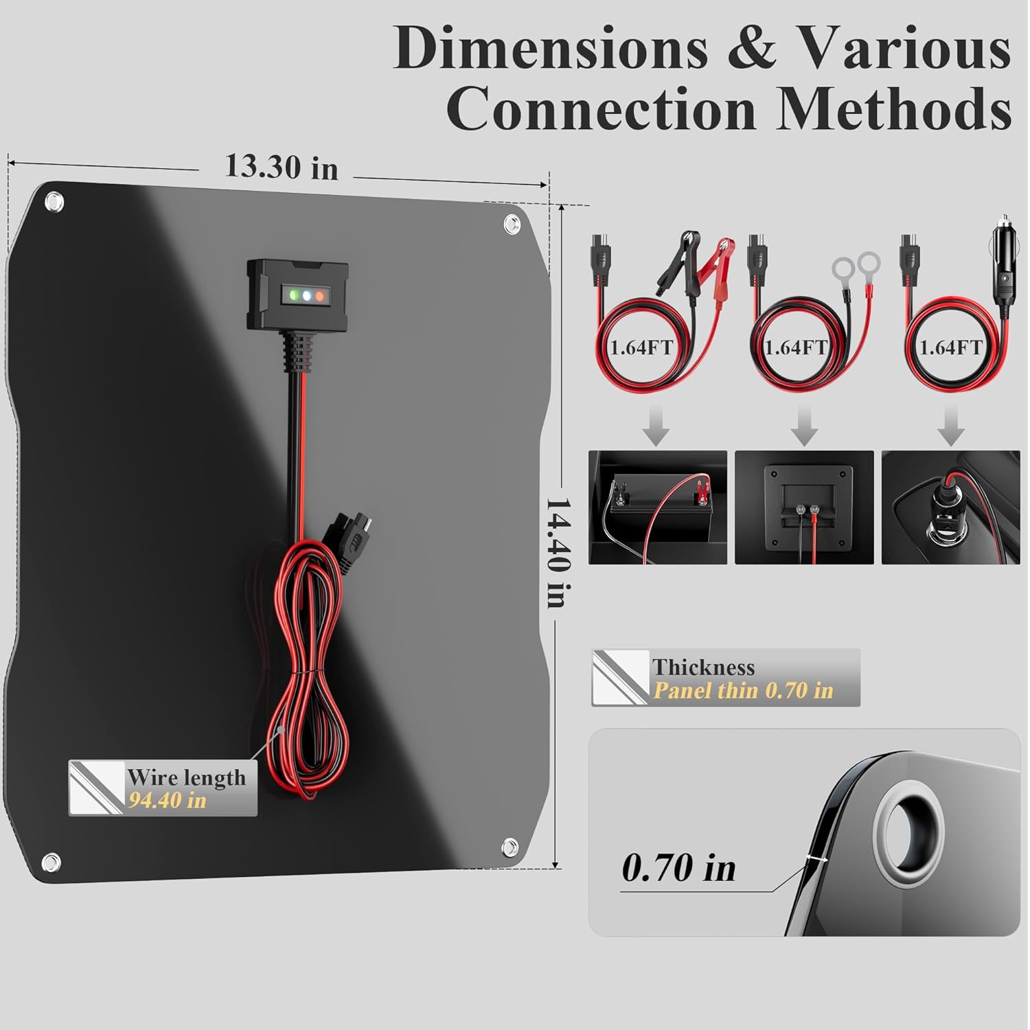 20W Solar Car Battery Charger 12V Waterproof Trickle Charger
