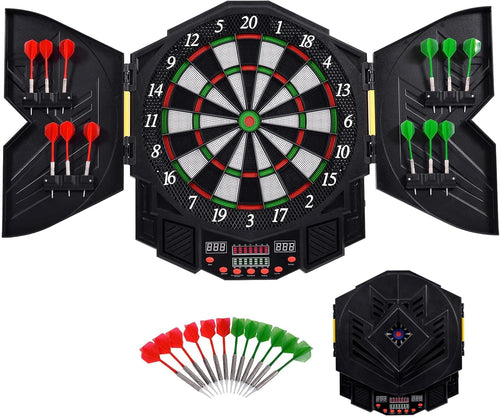 Electronic Dartboard Cabinet LED Auto Scoring 216 Games 12 Darts