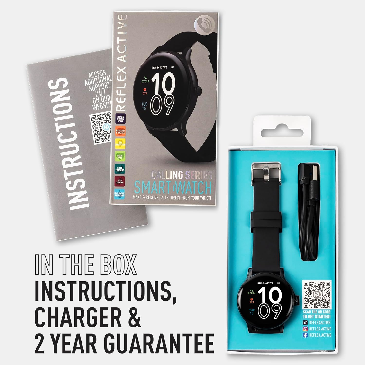 Round Fitness Smart Watch with Calls Heart Rate Black