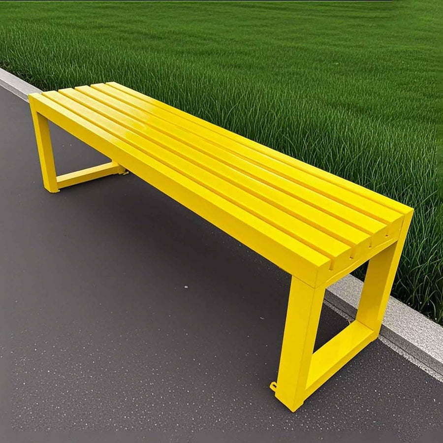 Metal Garden Bench 1.8m Backless Outdoor Park Patio Seat Yellow