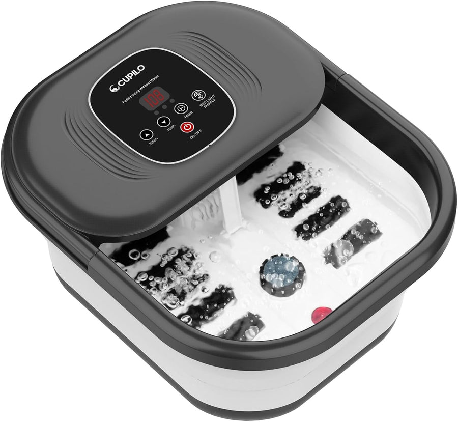 Foldable Foot Spa Bath Heat Bubble Shiatsu Rollers Pedicure