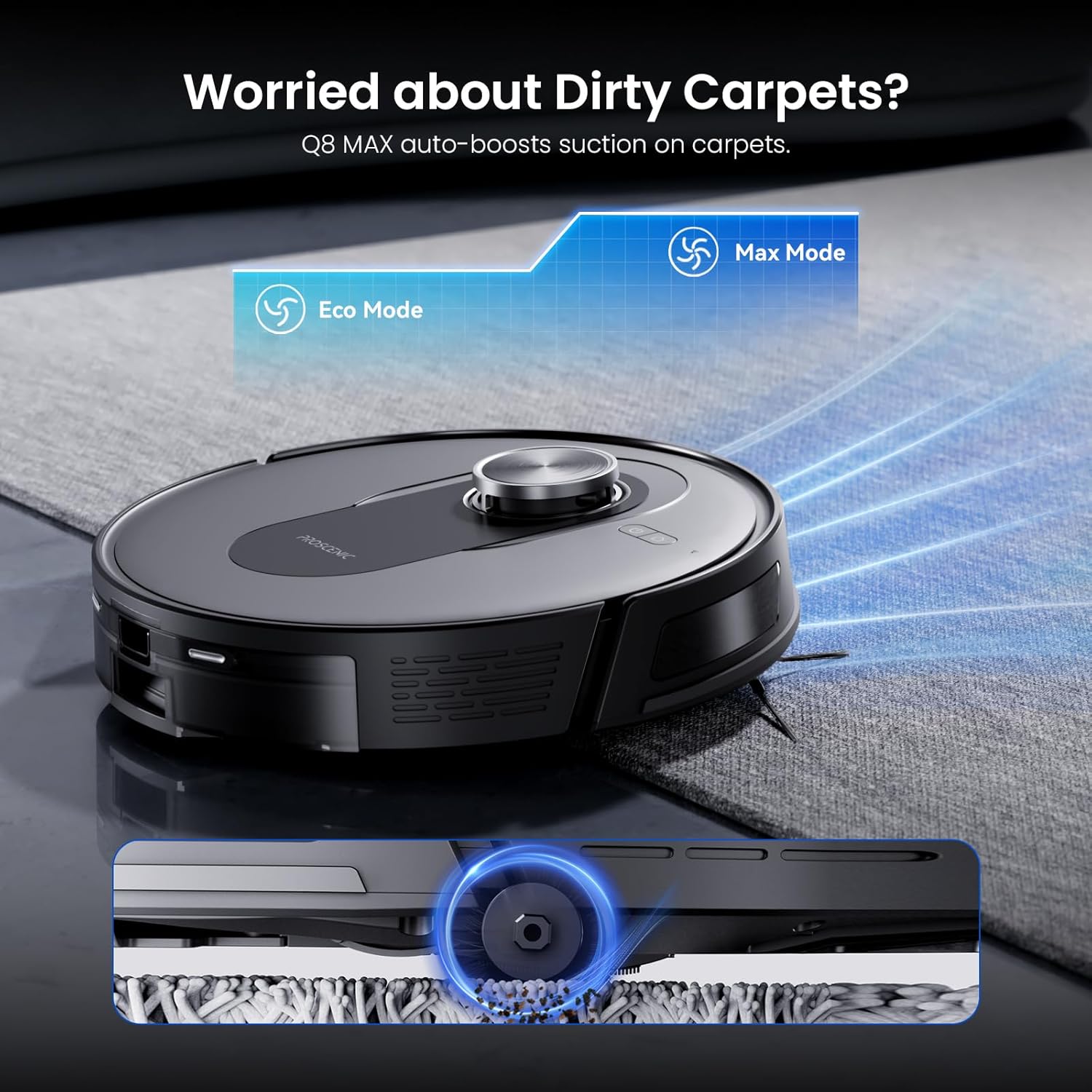 Robot Vacuum Mop 8000Pa LiDAR Mapping WiFi App 200Min Pet Hair
