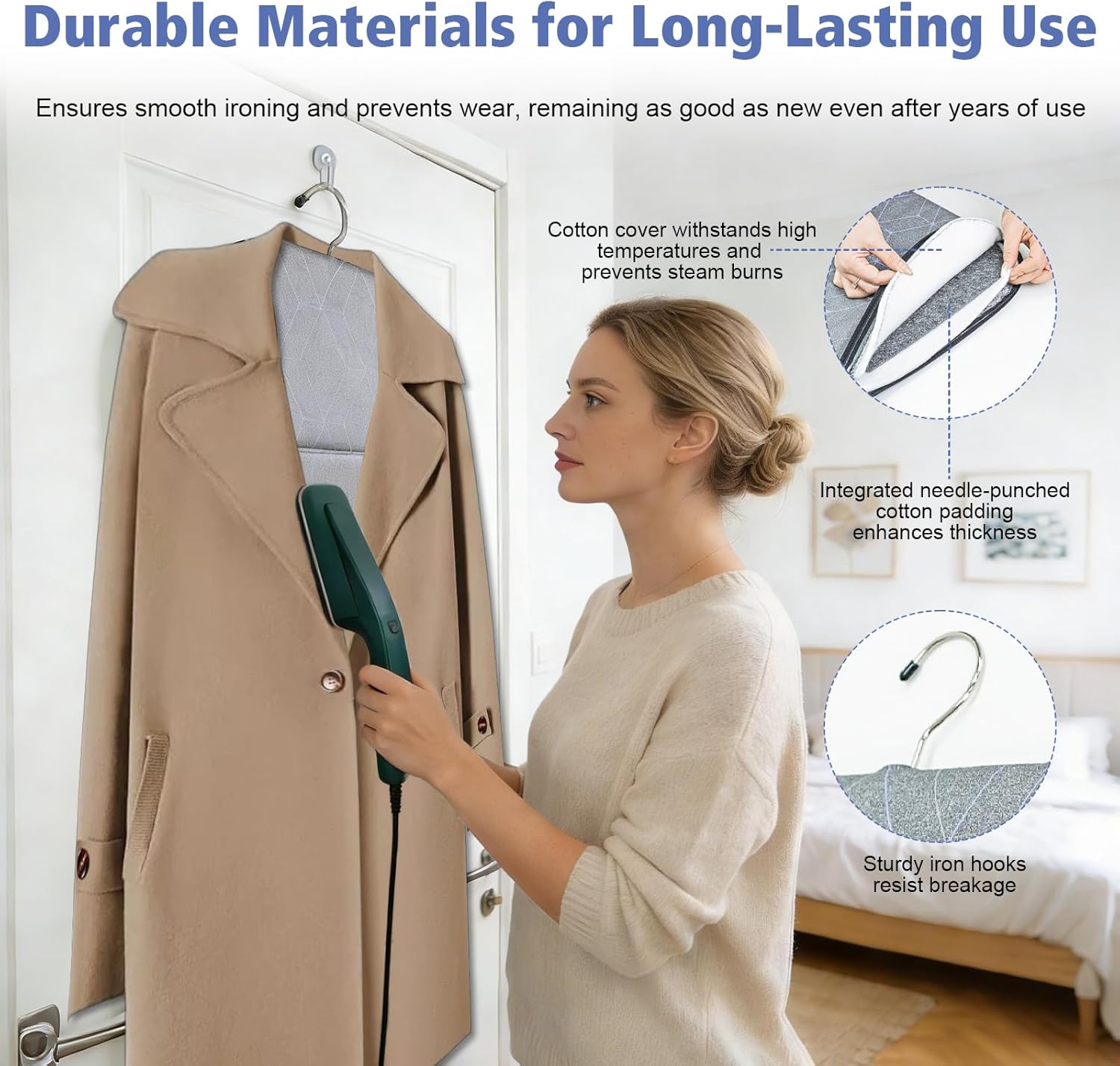 Foldable Garment Steamer Board Hanging Ironing Pad 360° Hook