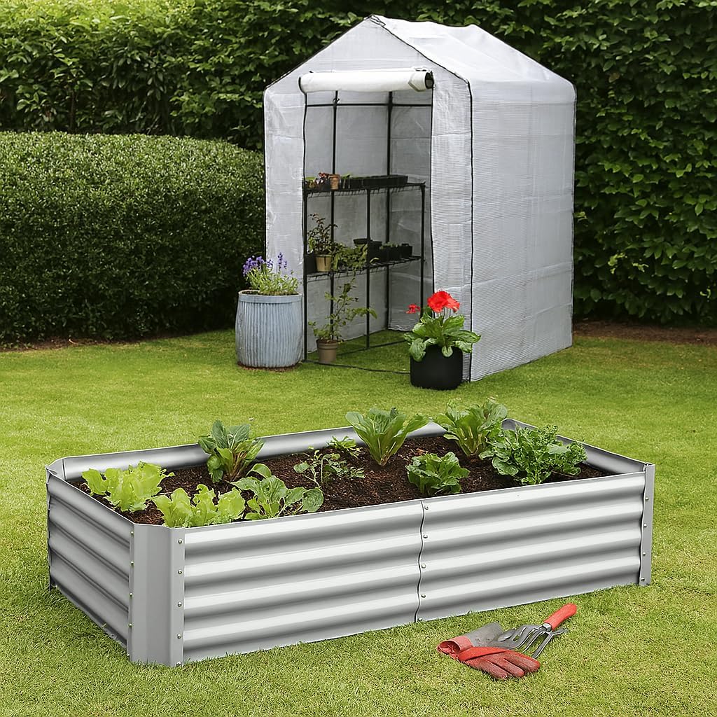 Raised Garden Bed Metal Planter 120cm Galvanized Steel 2 Pack