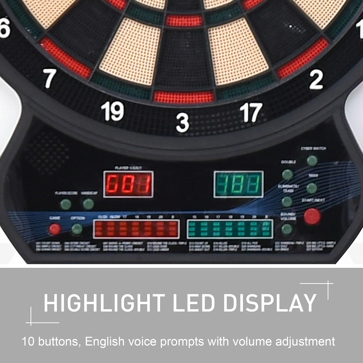 Electronic Dartboard Set LED Auto Scoring 27 Games 12 Darts