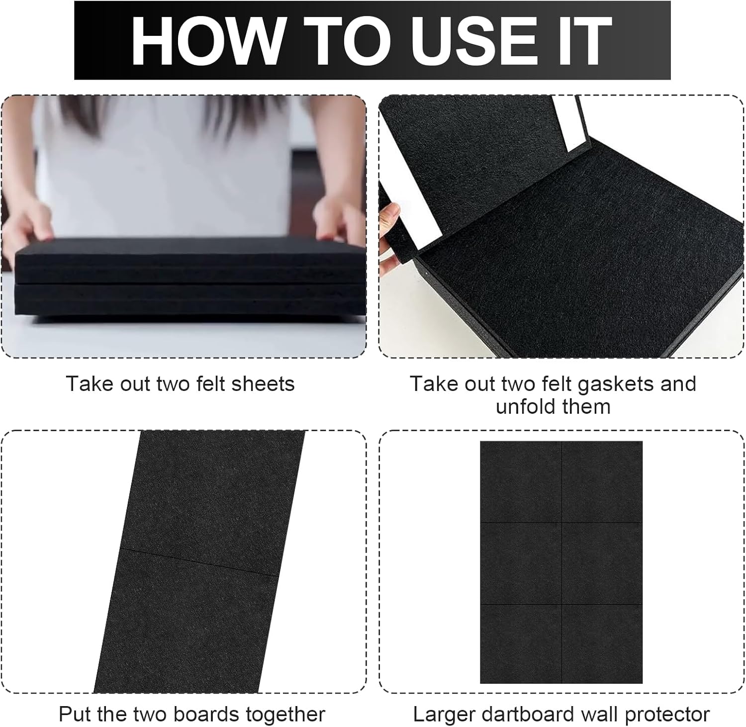 Dartboard Wall Protector Felt Tiles Self Adhesive 6 Pack 60cm