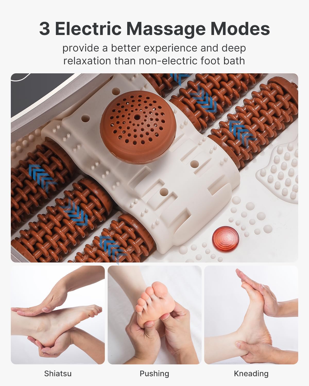 Heated Foot Spa Massager Auto Rollers Bubble Jets Timer Temp Control
