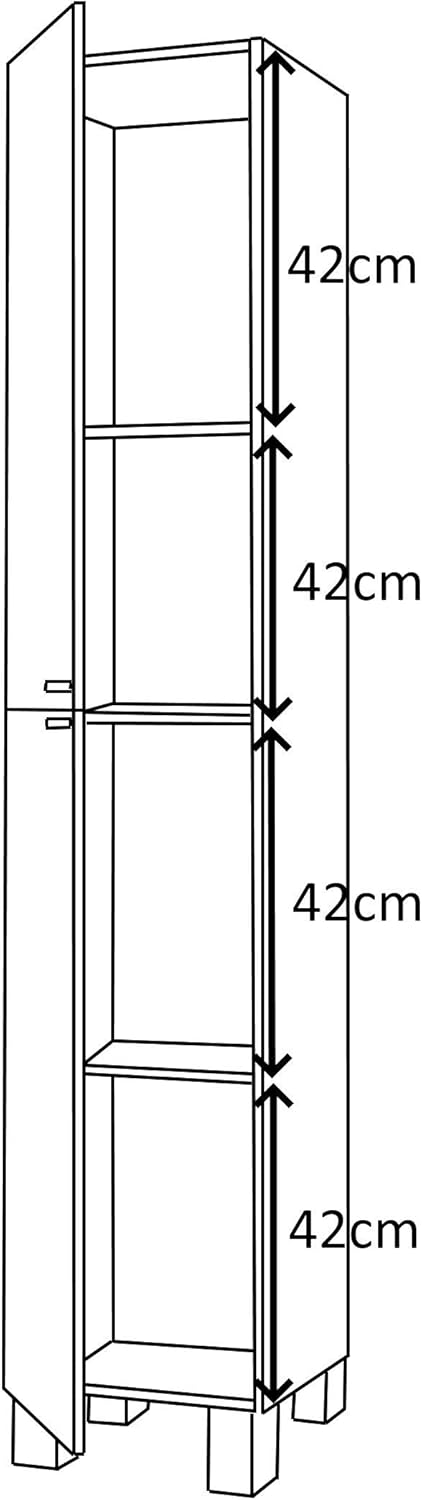 Tall Narrow Bathroom Cupboard White Gloss 2 Door Unit