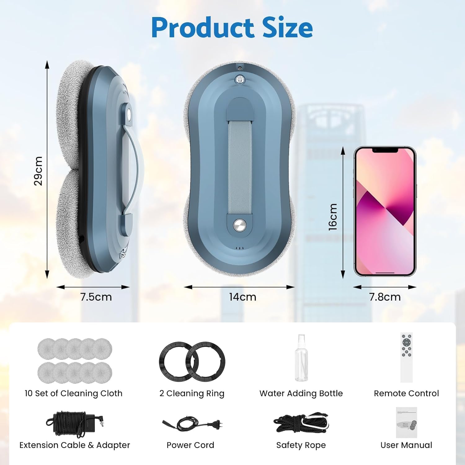 Window Cleaning Robot 5600Pa Suction AI Smart Glass Cleaner Remote