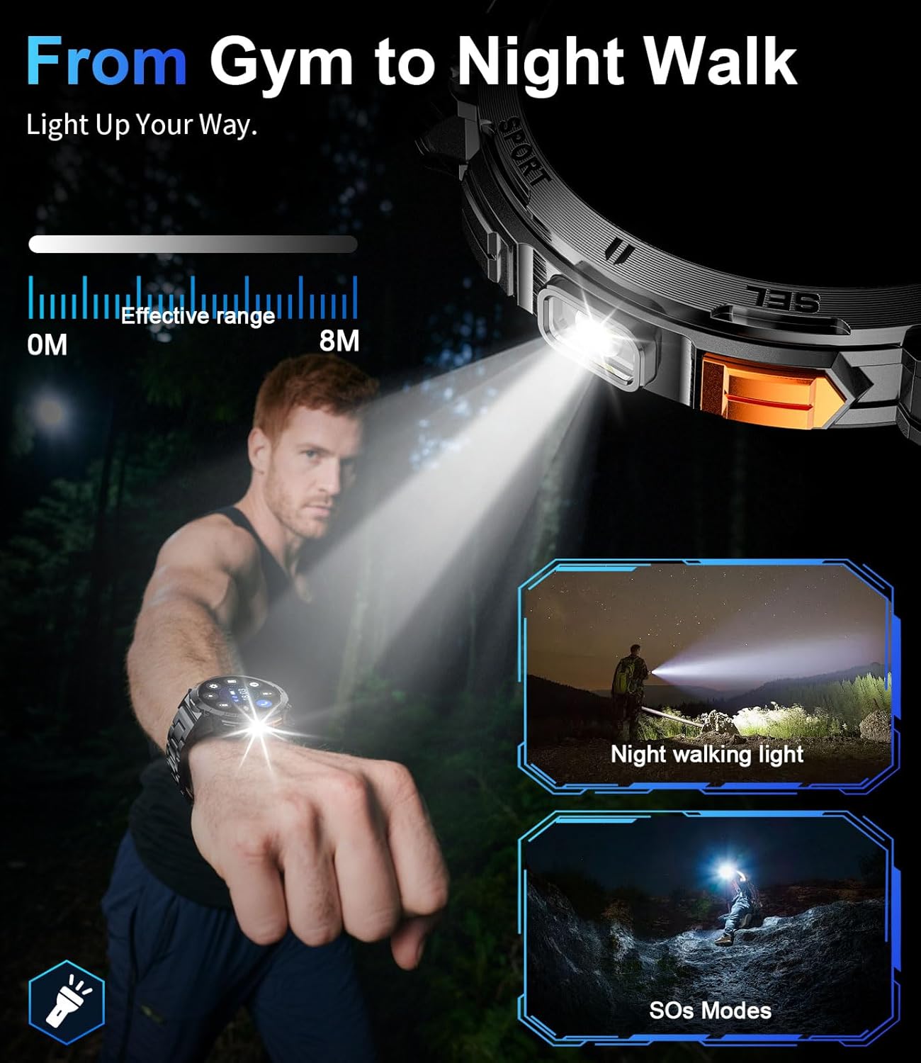 Military Smart Watch AMOLED Bluetooth Call 120 Sport Modes