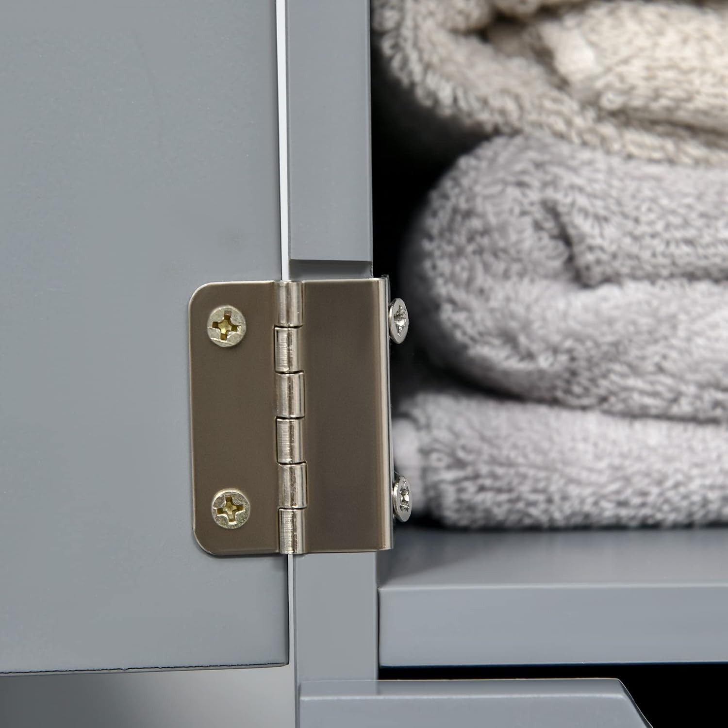 Slim Tall Bathroom Cabinet Grey 2 Drawers 5 Tier 136cm