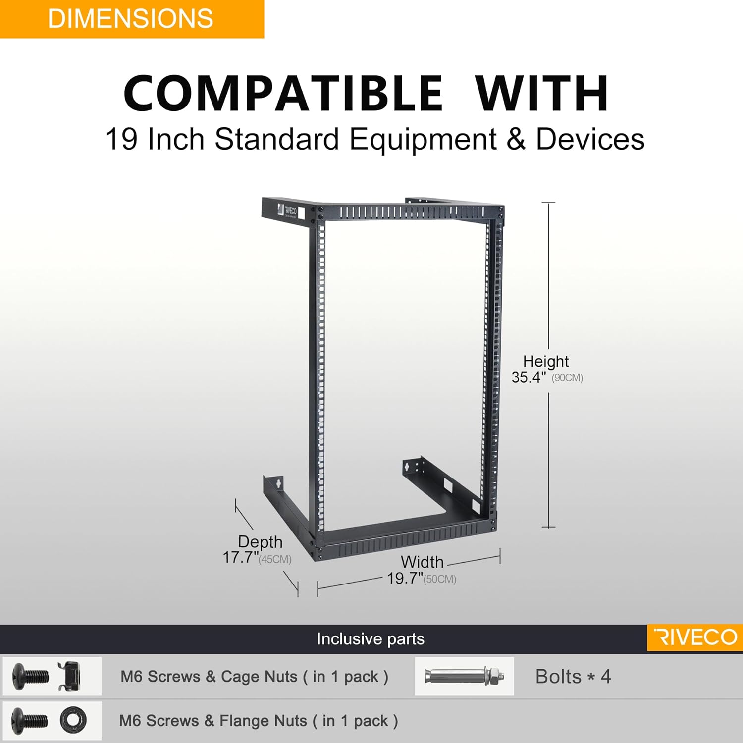 18U Wall Mount Open Frame Server Rack 19 Inch
