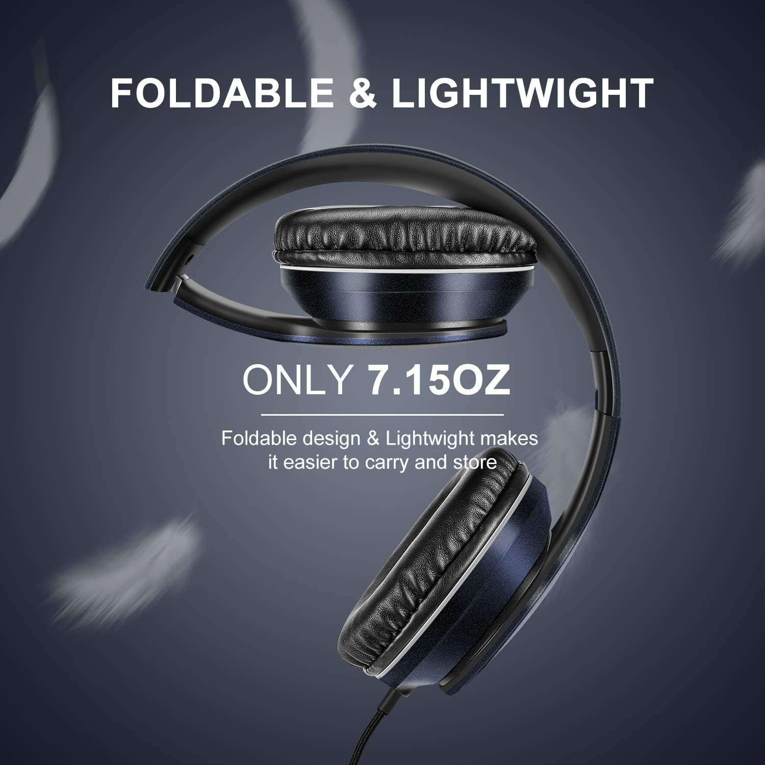 Wired Over Ear Headphones With Mic Stereo Bass 3.5mm Blue