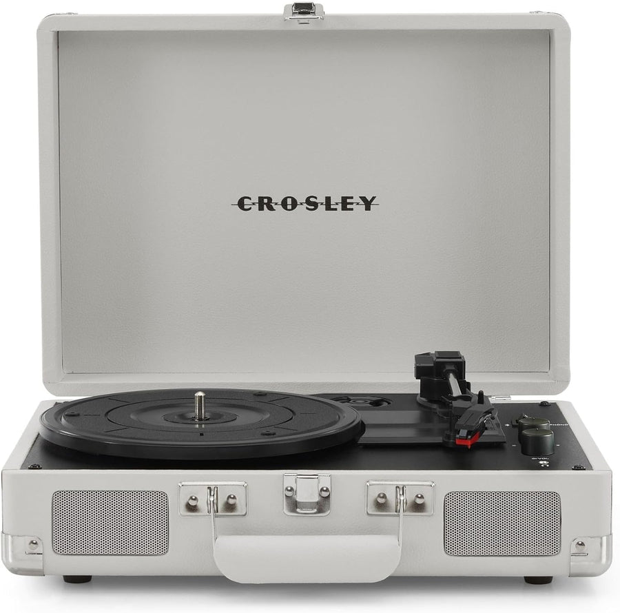Portable Bluetooth Record Player 3 Speed Suitcase Turntable White