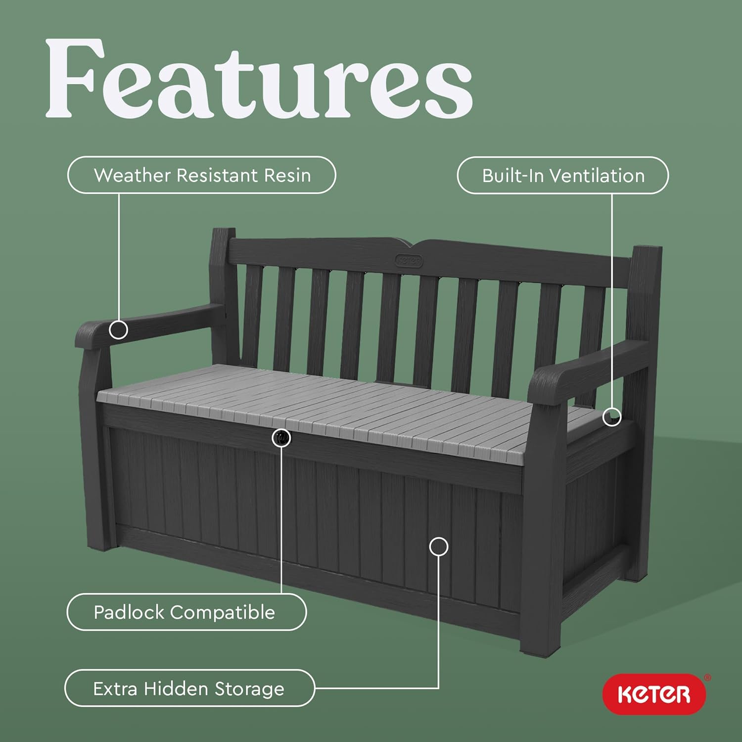 Outdoor Garden Storage Bench 70 Gallon Deck Box Patio Seat