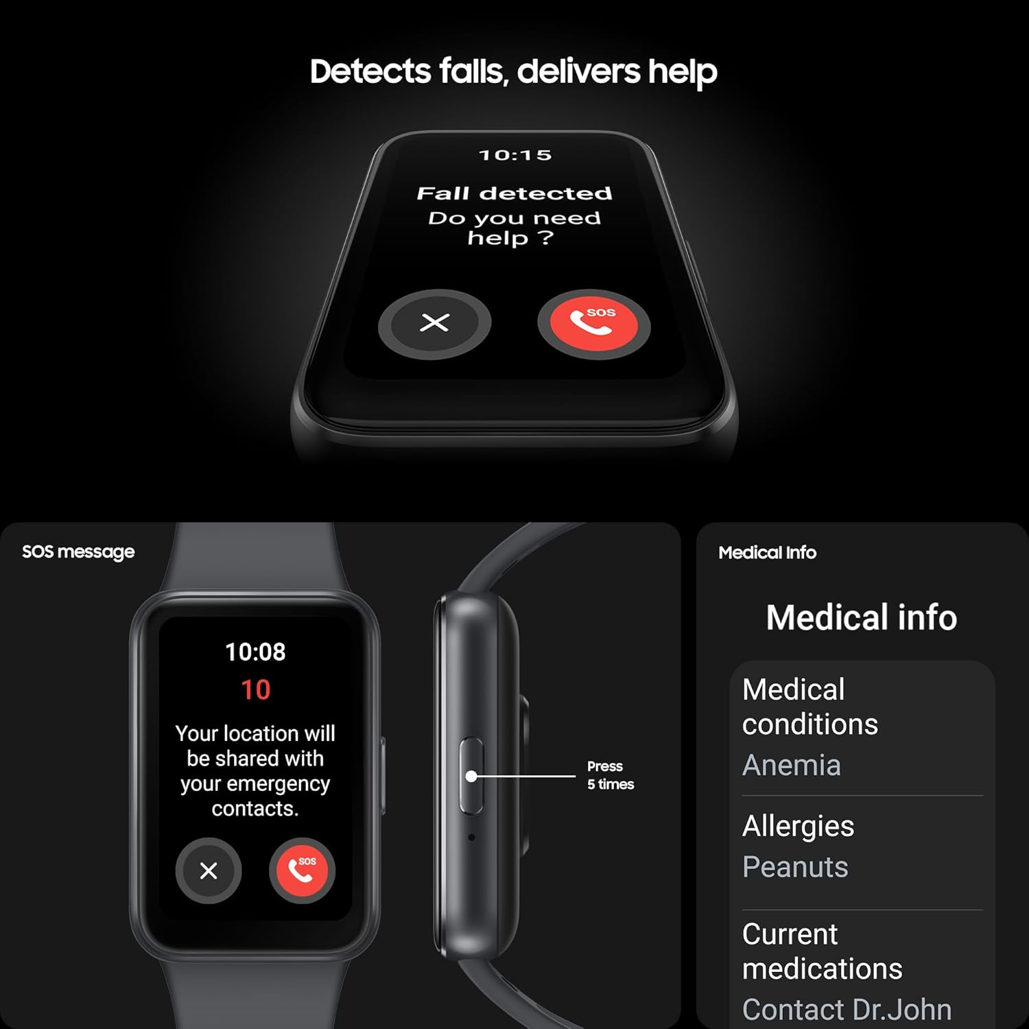 Galaxy Fit3 Smart Fitness Tracker AMOLED Black