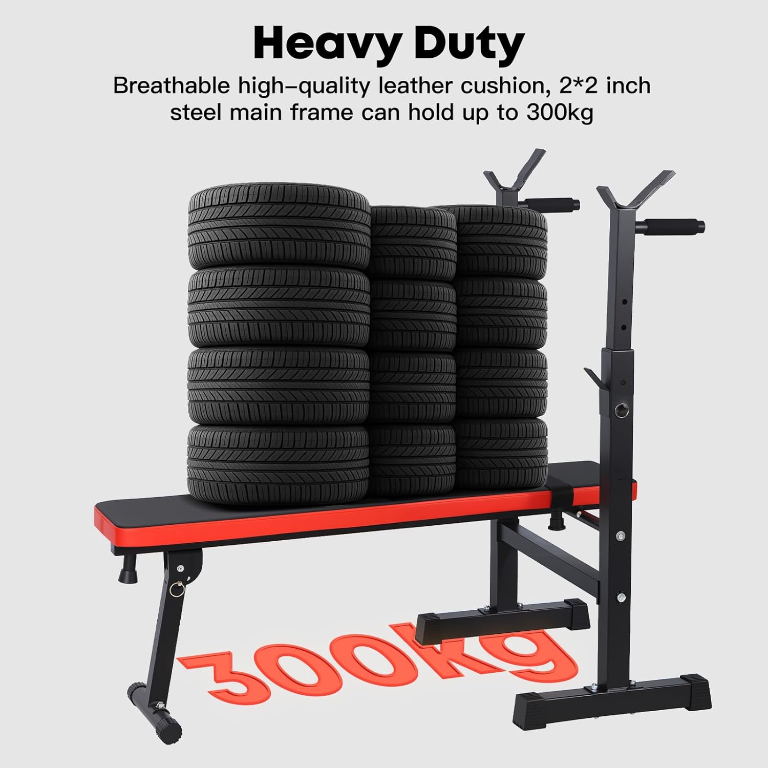 Adjustable Weight Bench Barbell Rack Foldable Bench Press Dip Station