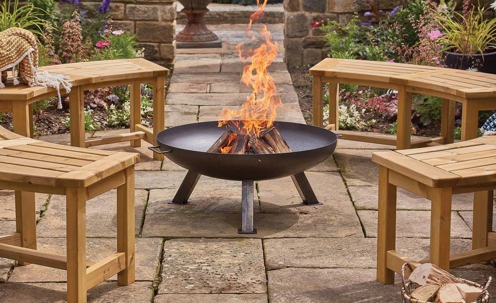 Curved Wooden Garden Bench 150cm Oak Outdoor Seat