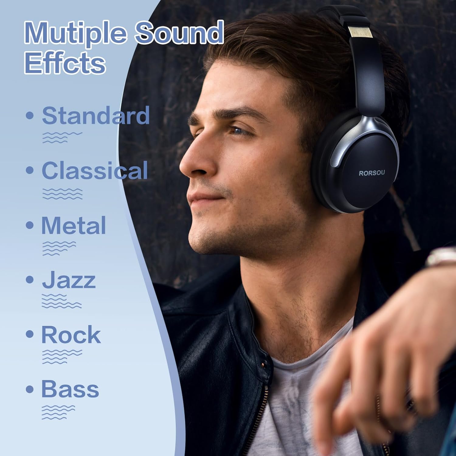 Wireless Over Ear Bluetooth Headphones 6 EQ Deep Bass 50H Battery