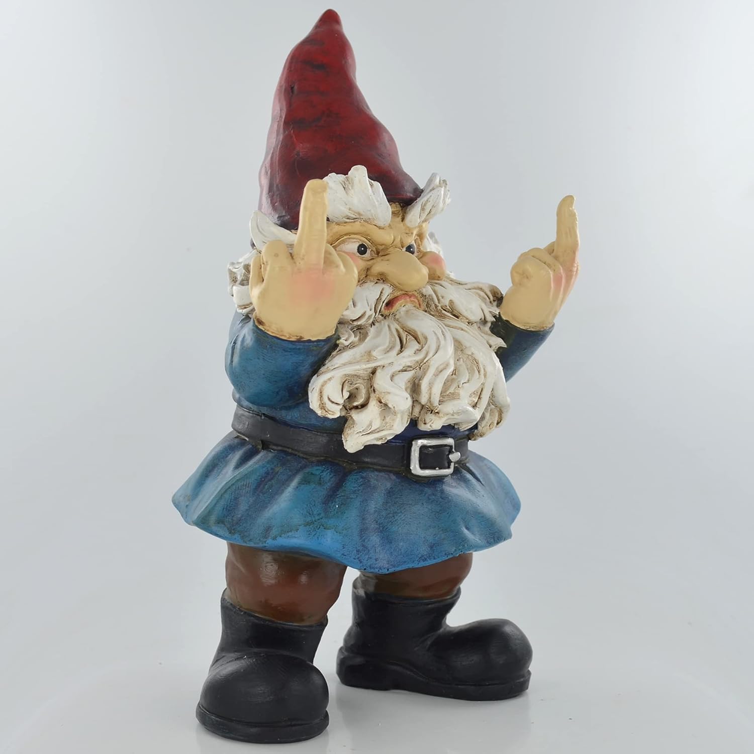 Funny Rude Garden Gnome Double Middle Finger Resin Decor