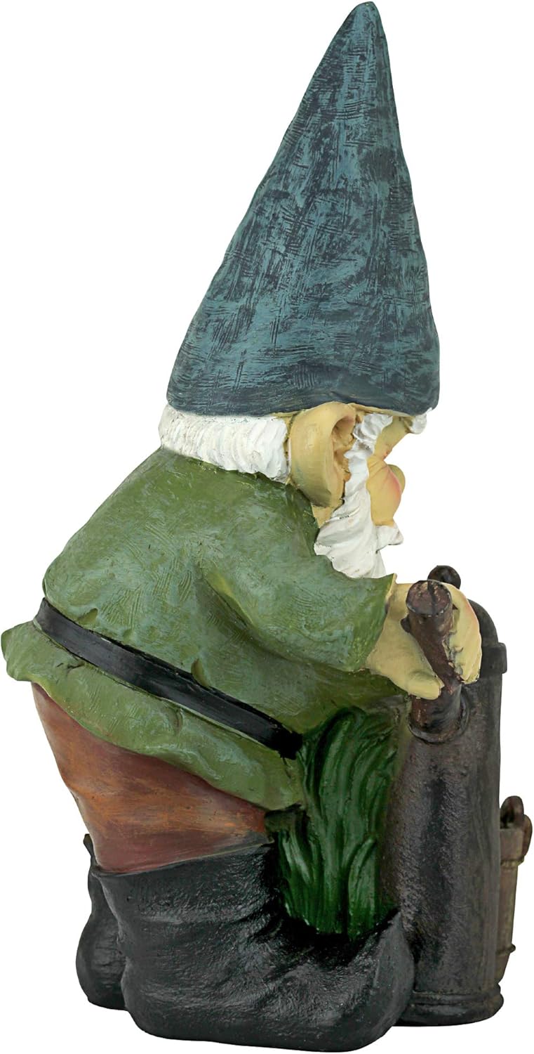 Garden Gnome Statue Water Pump Resin Outdoor Lawn Decor 35cm