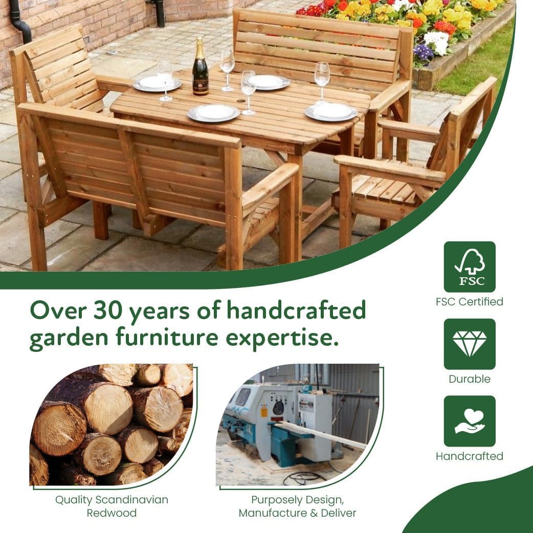 Wooden Garden Furniture Set Bench Chair with Tray Patio Seat