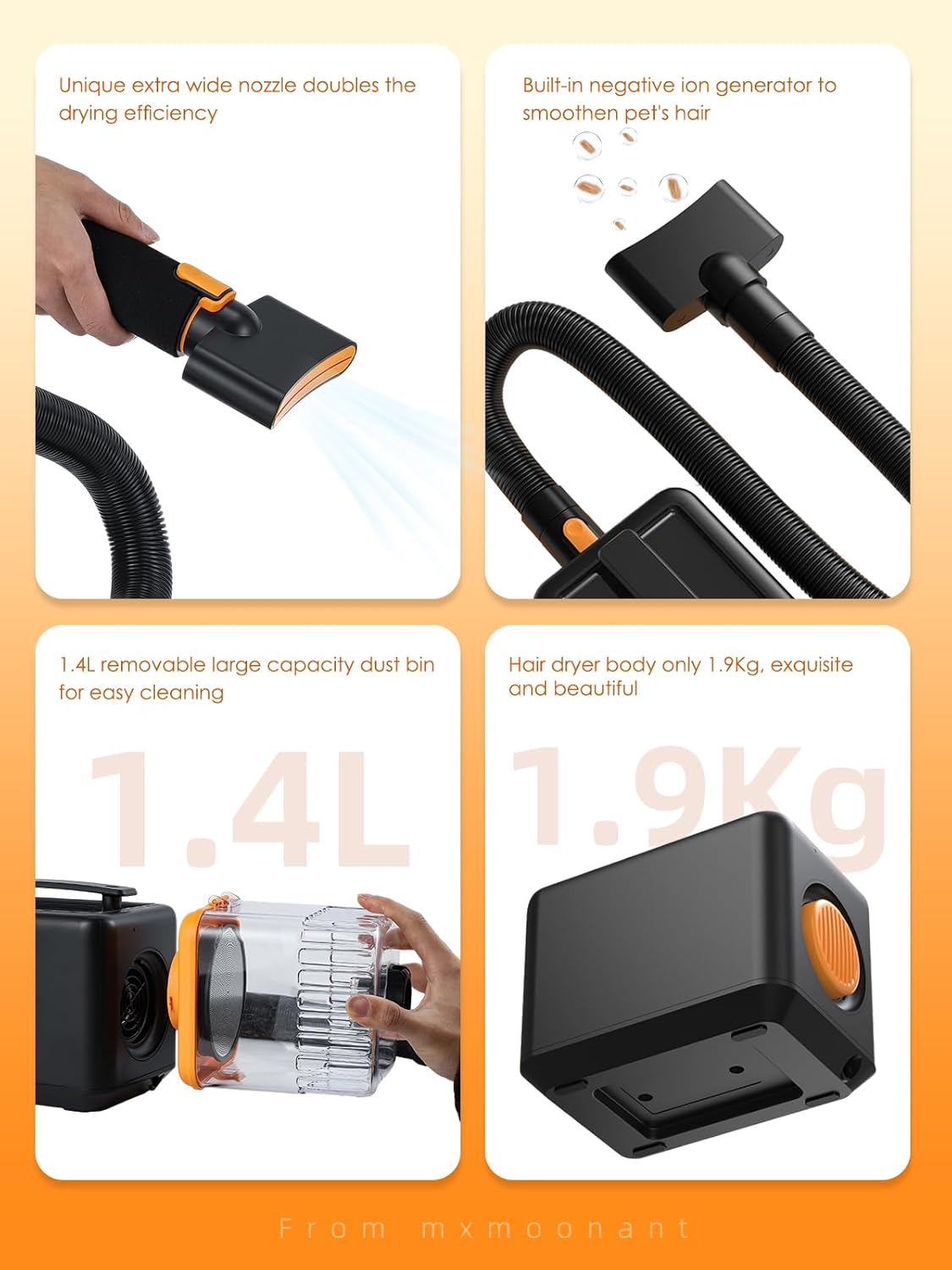 3 In 1 Pet Grooming Vacuum Dryer Clipper Kit 7 Tools Black