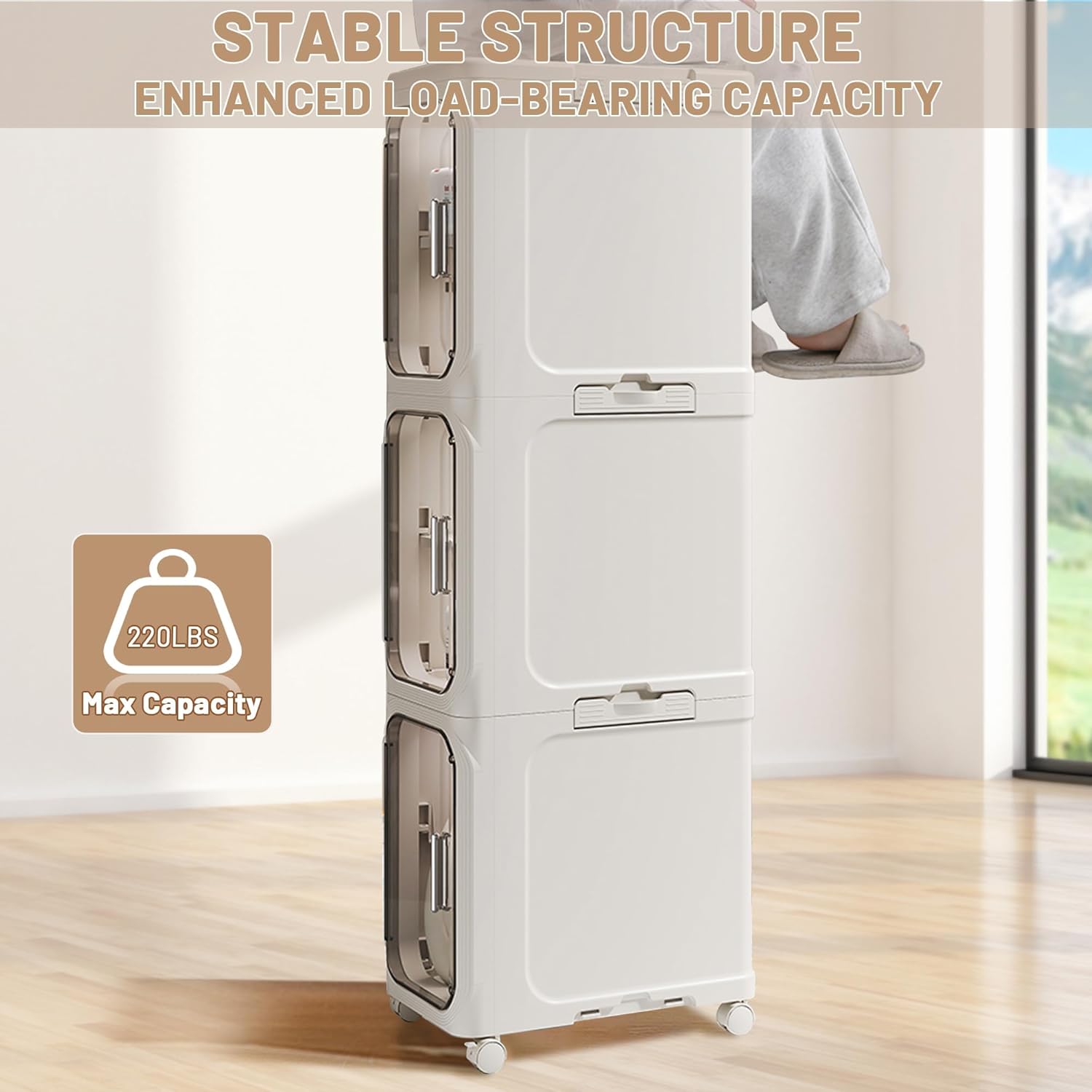 3 Tier Slim Storage Cabinet Foldable Bathroom Organizer Unit