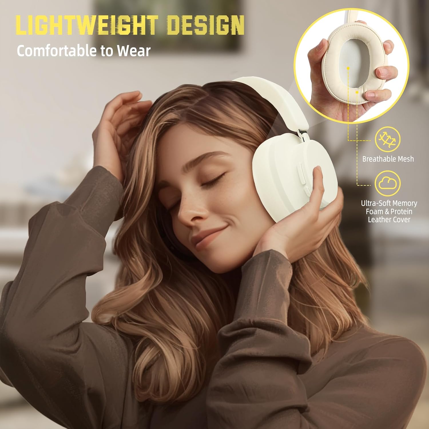 Noise Cancelling Bluetooth Over Ear Headphones Foldable Wireless Mic