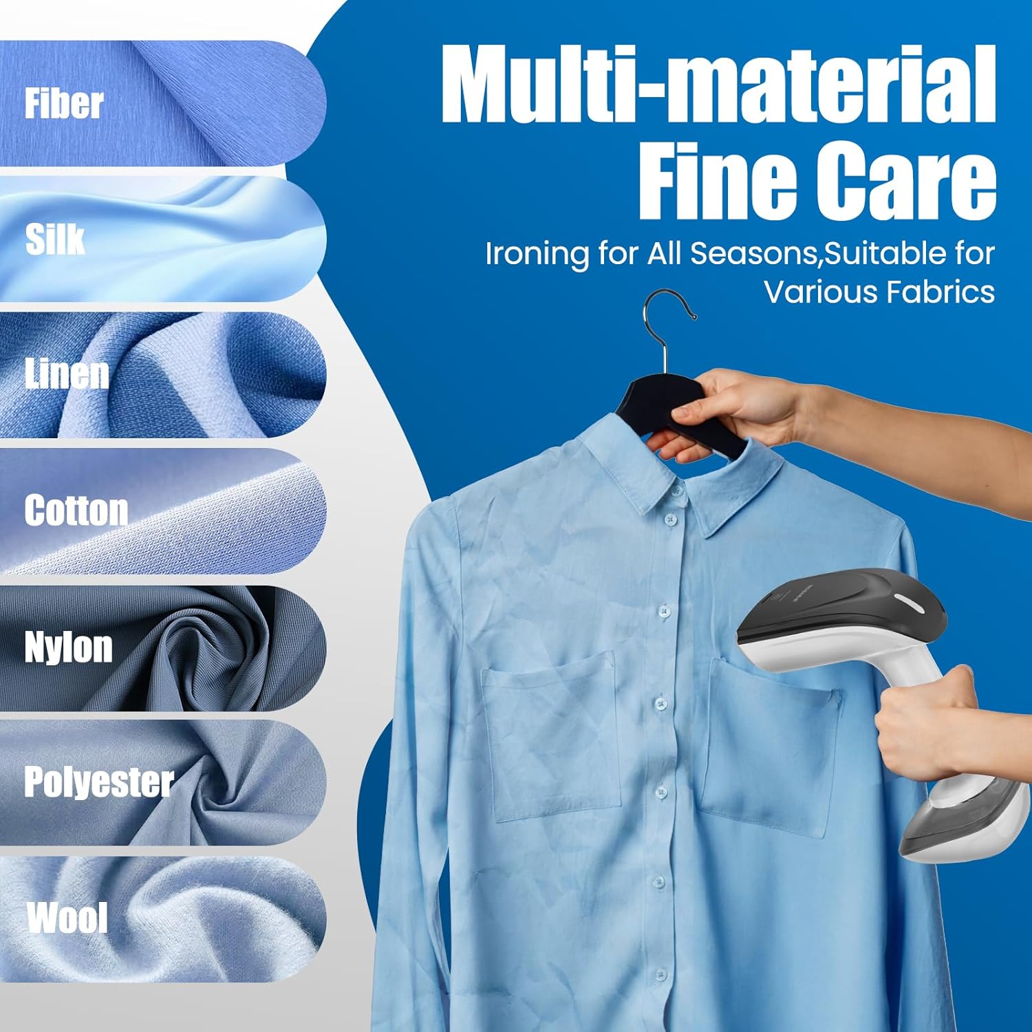 1800W Handheld Garment Steamer 2 In 1 Iron Fast Heat 300ml White