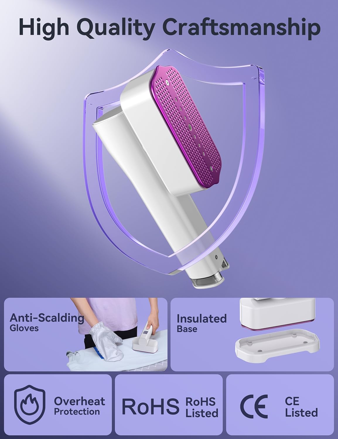 Handheld Garment Steamer 2 in 1 Steam Iron Fast Heat LED Display