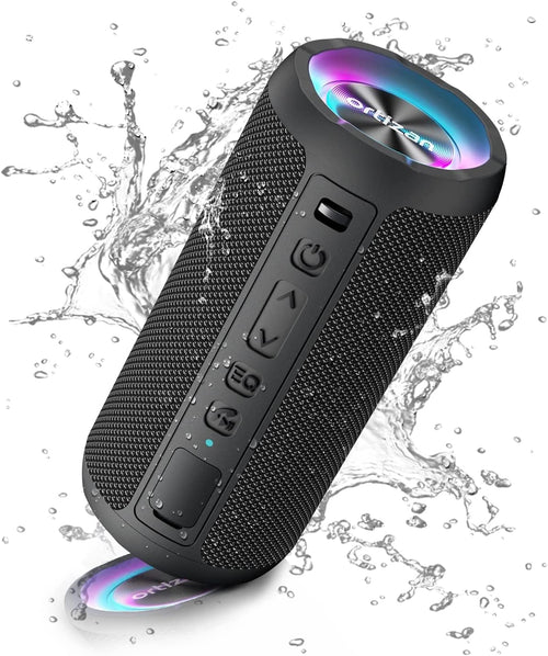 Portable Bluetooth Speaker 24W Loud Bass LED Lights IPX7 Waterproof 30H