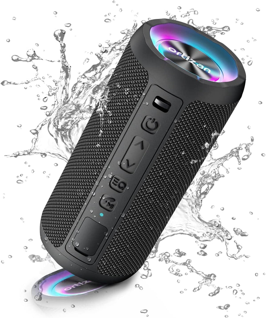 Portable Bluetooth Speaker 24W Loud Bass LED Lights IPX7 Waterproof 30H