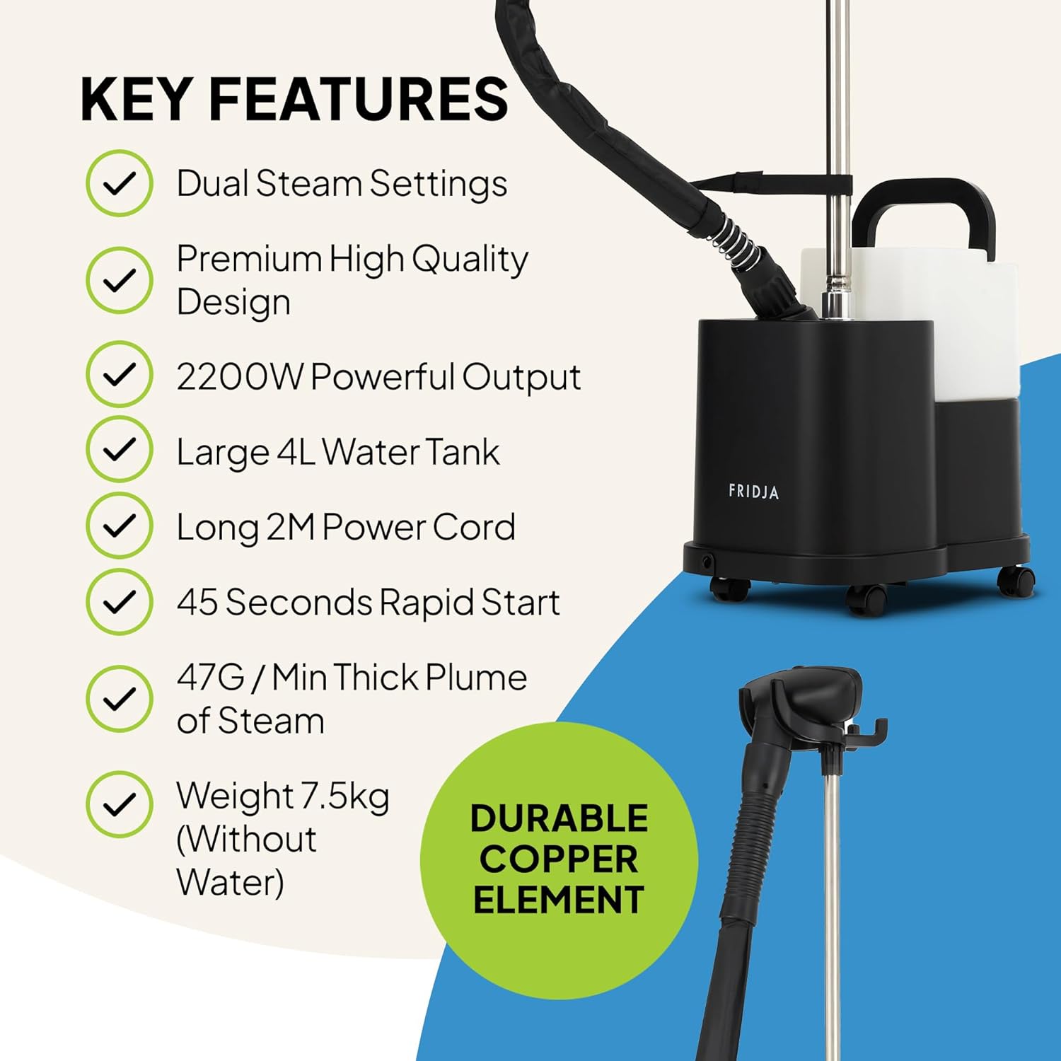 Commercial Garment Steamer 2200W 4L Tank 120min Steam Upright
